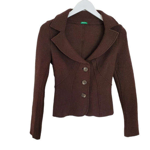 United Colors Of Benetton Jackets & Blazers - United Colors of Benetton 100% Wool Blazer Brown Size 40